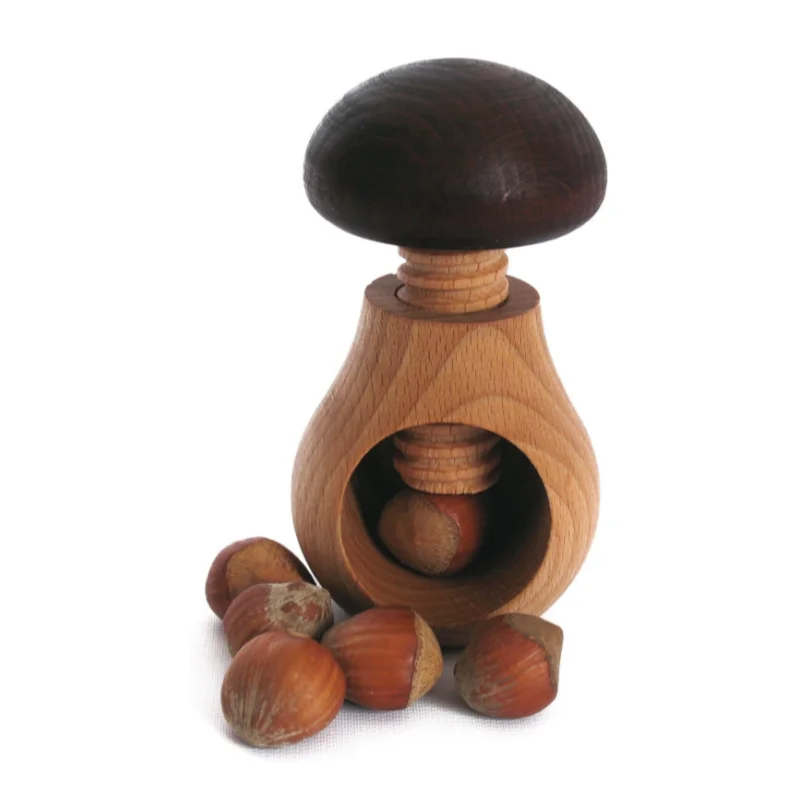 Hongo Cascanueces de madera - Herramienta para galletas de nueces Crack Nueces Mecanismo de tornillo fácil - Gran regalo para Navidad y cocina Displa del hogar