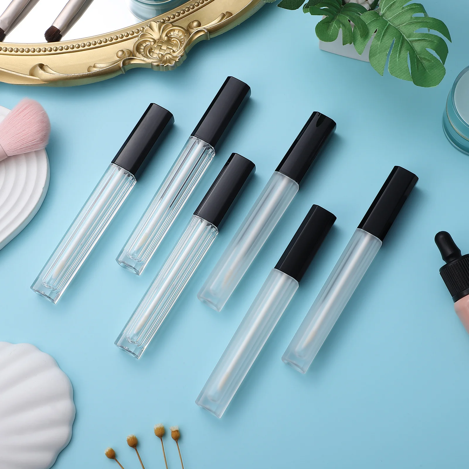 

6Pcs Fashion Lip Gloss Tubes Mini Portable Transparent Containers Durable Safe for Lip Glaze Dye Oil Liquid