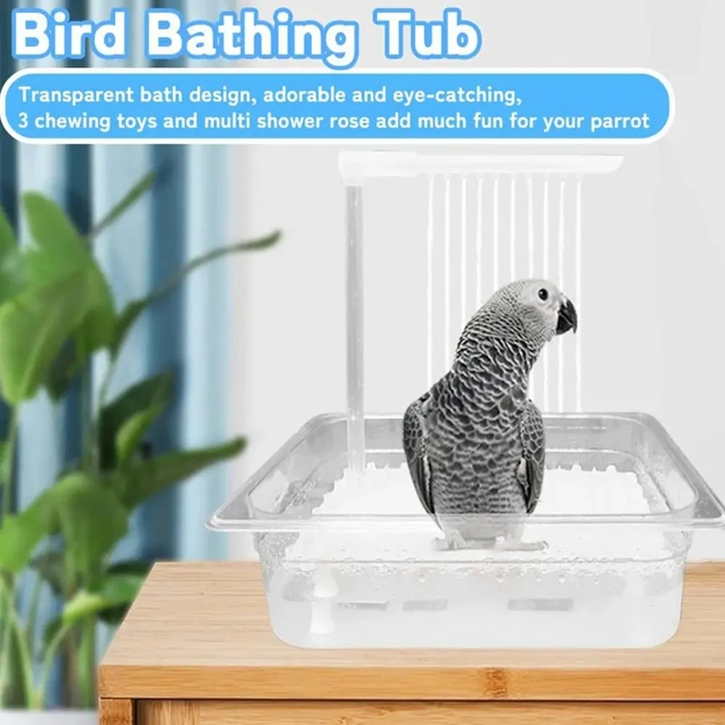 

Parrot Bath Tub Automatic Shower Box Multi-Purpose Bird Bathtub With Multiple Faucet For Parakeet Cleaning Supplies-A97Q
