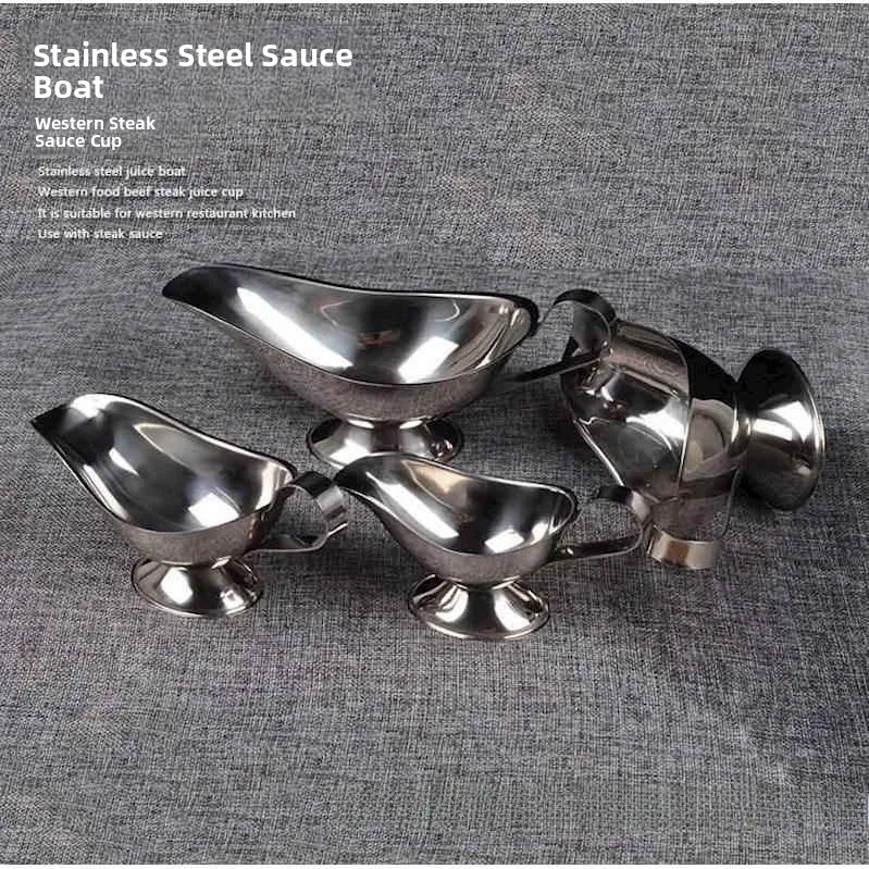 New Promotion Western Dining Utensils Steak Sauce Boat Stainless Steel Juice Cup Sauce Bowl Juice Chinese Style Bowl for Chil...