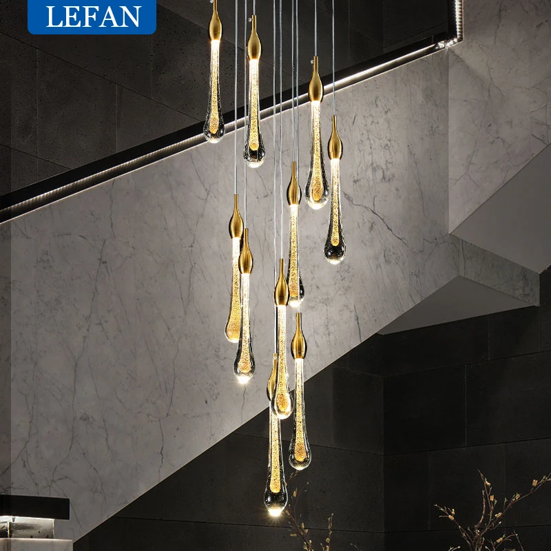 

Modern Nordic Luxury Crystal LED Chandeliers Water Drop Lamps Bedroom Bedside Simple Bar Decorative Chandelier Lighting