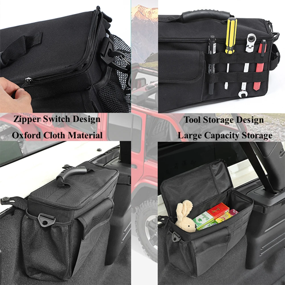 Car Trunk Storage Bag Rear Tool Organizer Pocket for Jeep Wrangler JL 4 Doors 2018-2024 Stowing Tidying Interior Accessories