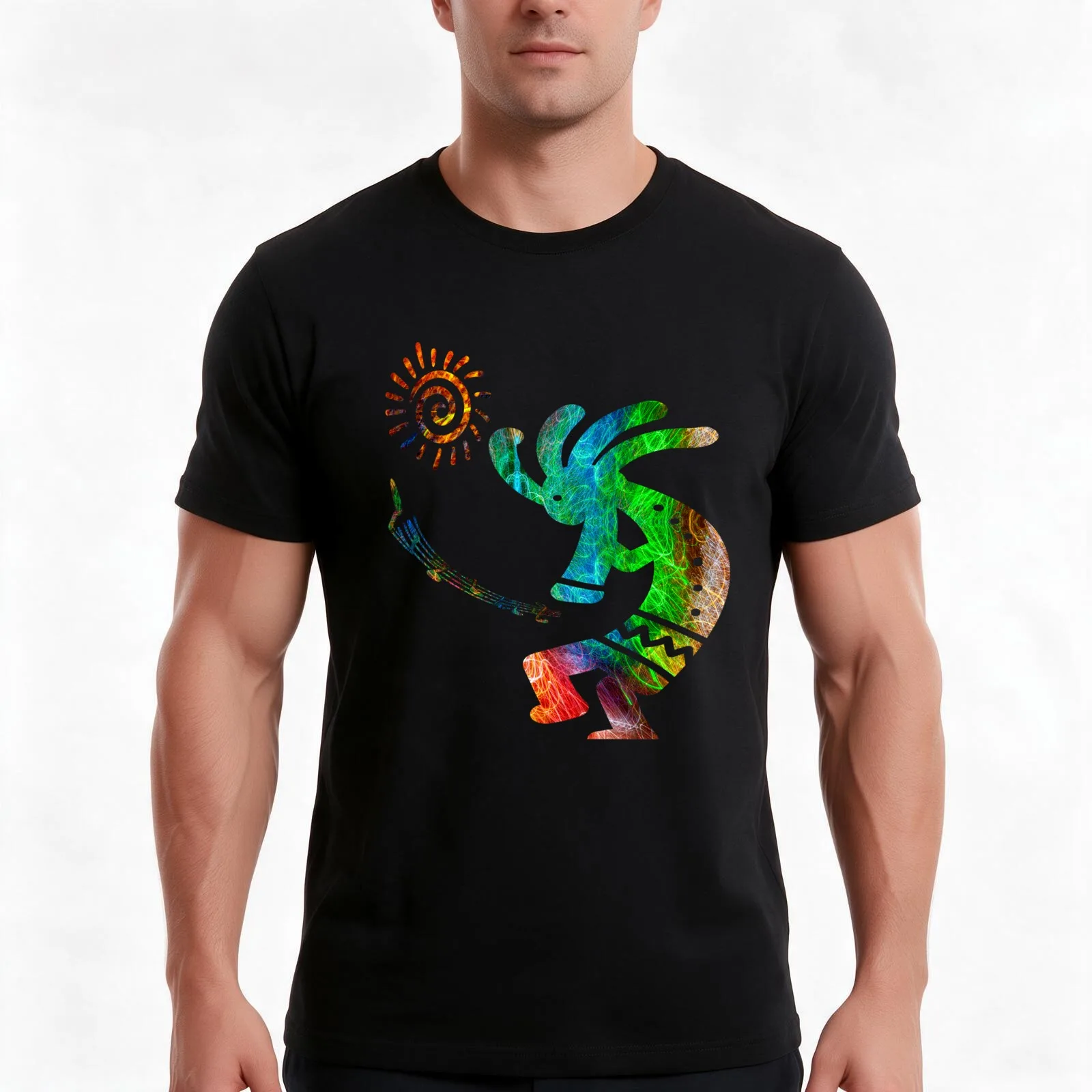 Kokopelli Sunset Dance one. T-Shirt Summer Casual Cotton Tee, Unisex Men Women