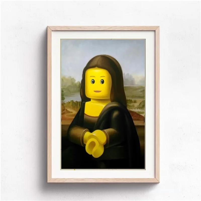 Funny Cartoon Chacacter Famous Painting Pop Wall Art Toy Mona Lisa Posters and Prints Modern Pictures for Kids Room Wall Decor