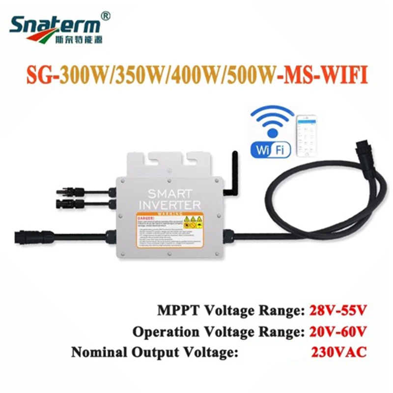300W 350W 400W 500W MPPT On Grid Tie Solar PV Micro inverter 20-60VDC to 220VAC Pure Sine Wave Output  with WIFI Communication