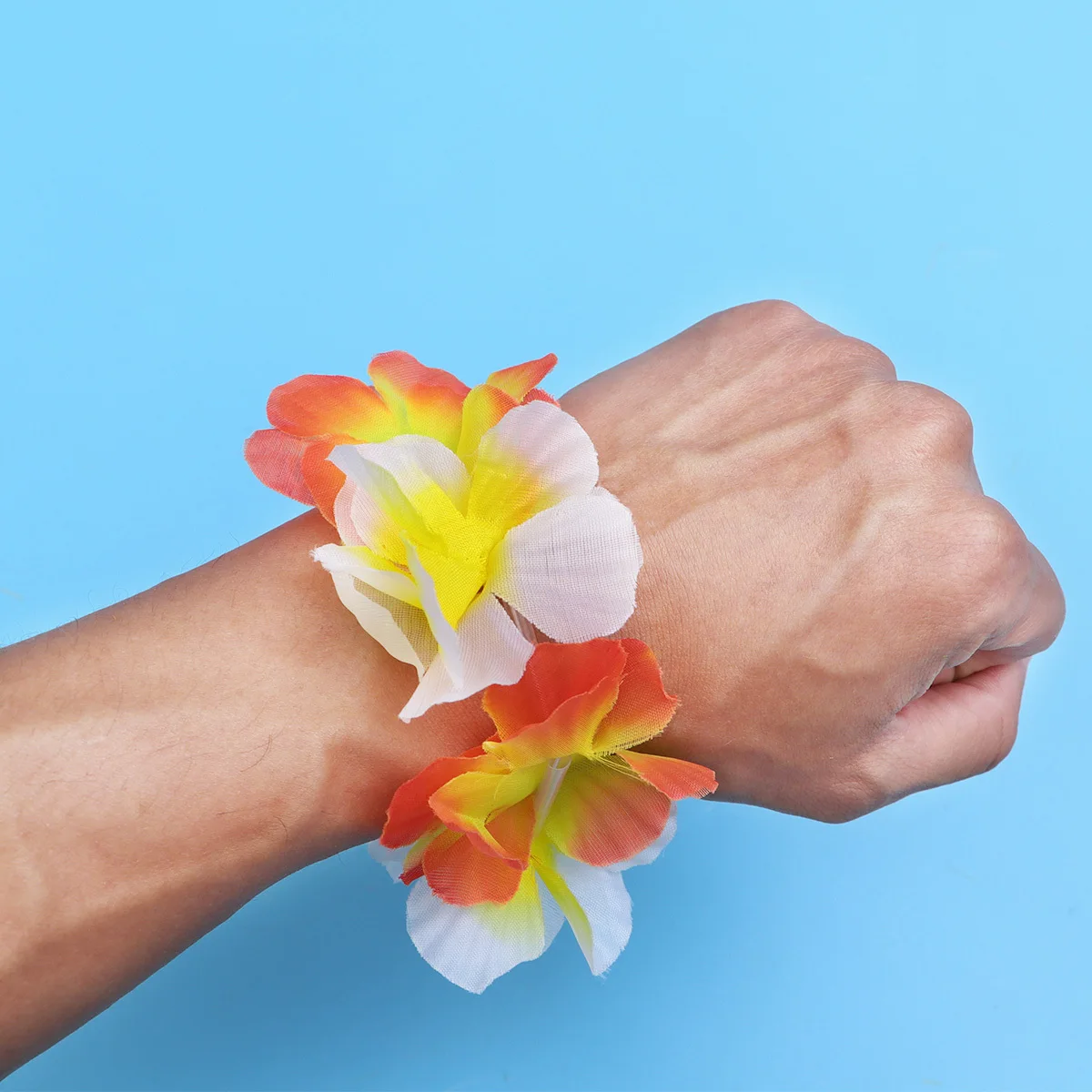 

10Set Hawaii Neck Wreath Kit Dual-Color Artificial Flower Garland for Luau Party Wristband Headband Neck Decoration Tropical