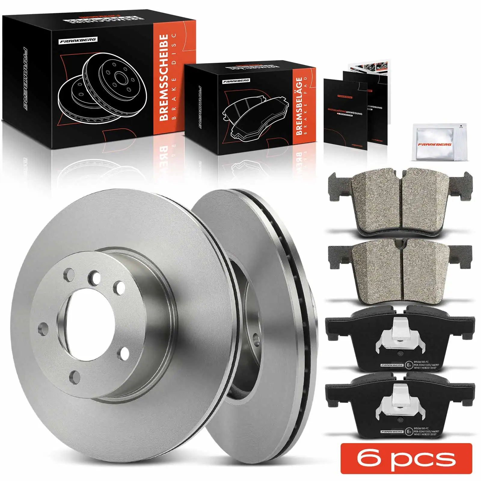 Frankberg 2x Disques de frein + 4x Plaquettes de frein Essieu avant Gauche Droit pour Fiat 500 312 Panda 169 Ford KA 424203 34118848417