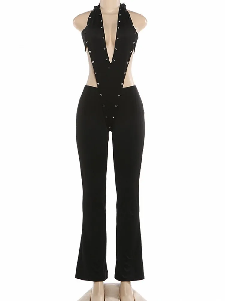 جمبسوت نسائي سادة لربيع وصيف بدون أكمام ورقبة على شكل حرف v بدون ظهر جمبسوت موضة ملابس الشارع الشهير سروال بنطلون 2026