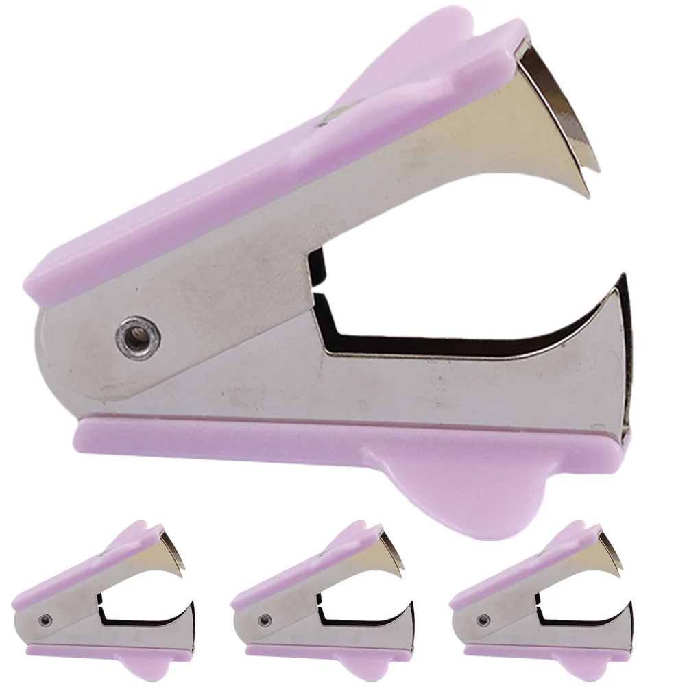 4 Pcs Portable Staple Puller Colored Office Stapler Remover Practical for Small Convenient Heavy Duty