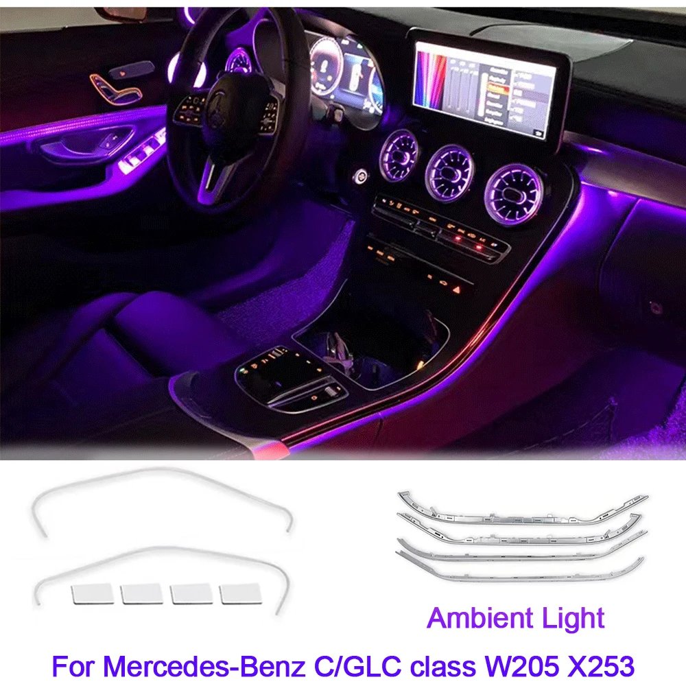 64 color For Mercedes-Benz C GLC class W205 X253 Ambient Light Dashboard Door Atmosphere Lamp LED Lighting Decorative Strips