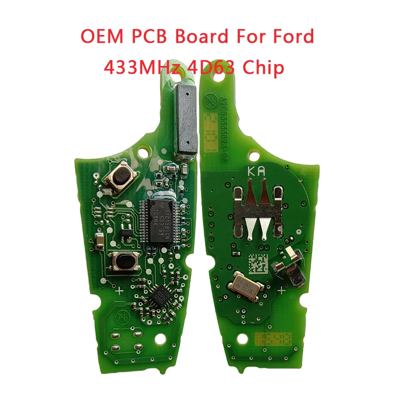 OEM PCB Board Fits For Ford Flip Remote Car Key 2 Button 433MHz 4D63 Chip 5WK50166 BM5T-15K601-BA