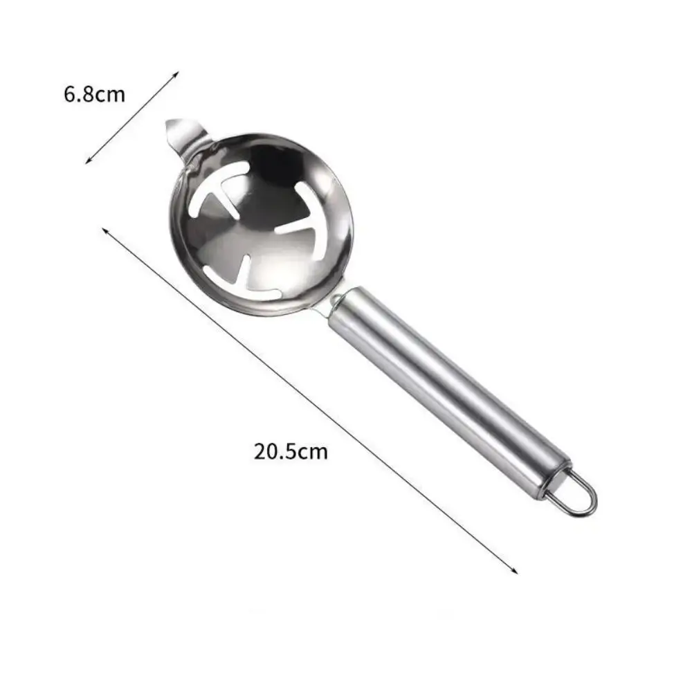 Long Handle Stainless Steel Yolk Filter Silver Extended Lug Design Stainless Steel Egg Separator Professional Hangable