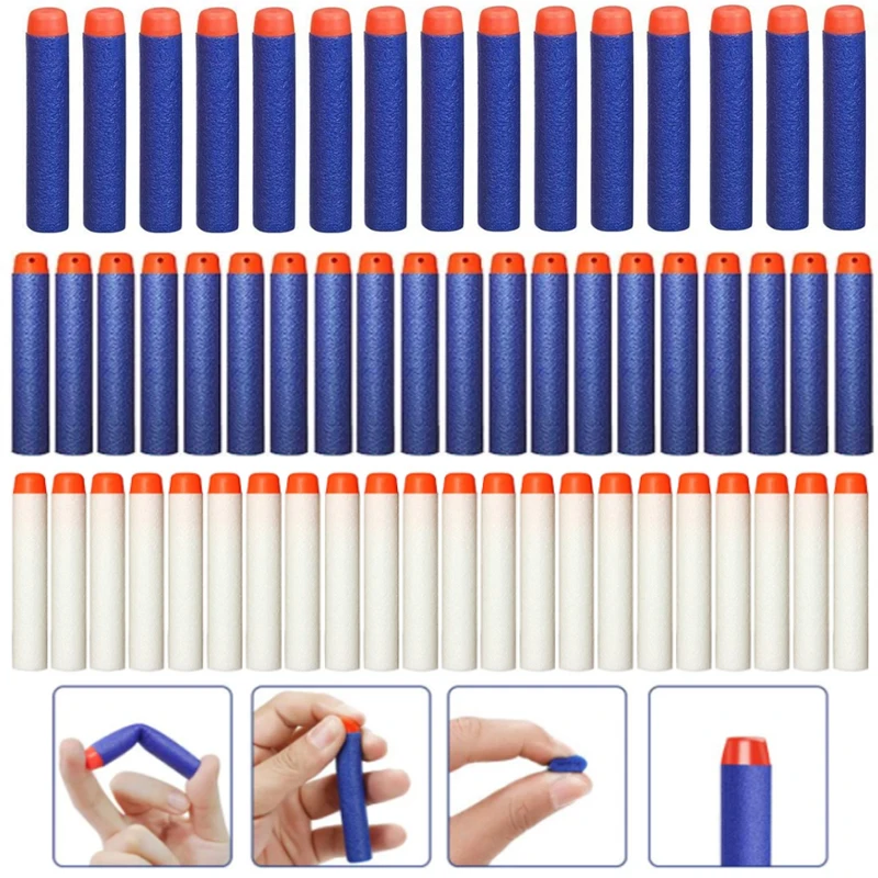 

50pcs Ammo For Nerf Bullets EVA Soft Hollow Hole Head 7.2cm Refill Bullet Darts for Nerf Toy Gun Accessories for Nerf Blasters