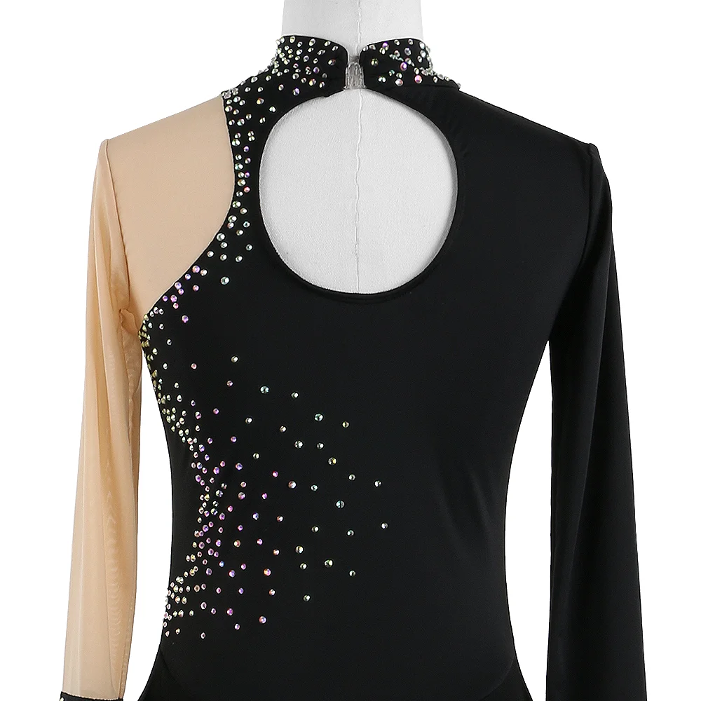 Zagitova Figure Skating Dress For Women Girls Ice Skating Skirt Performance Competition With Shiny Diamond Black