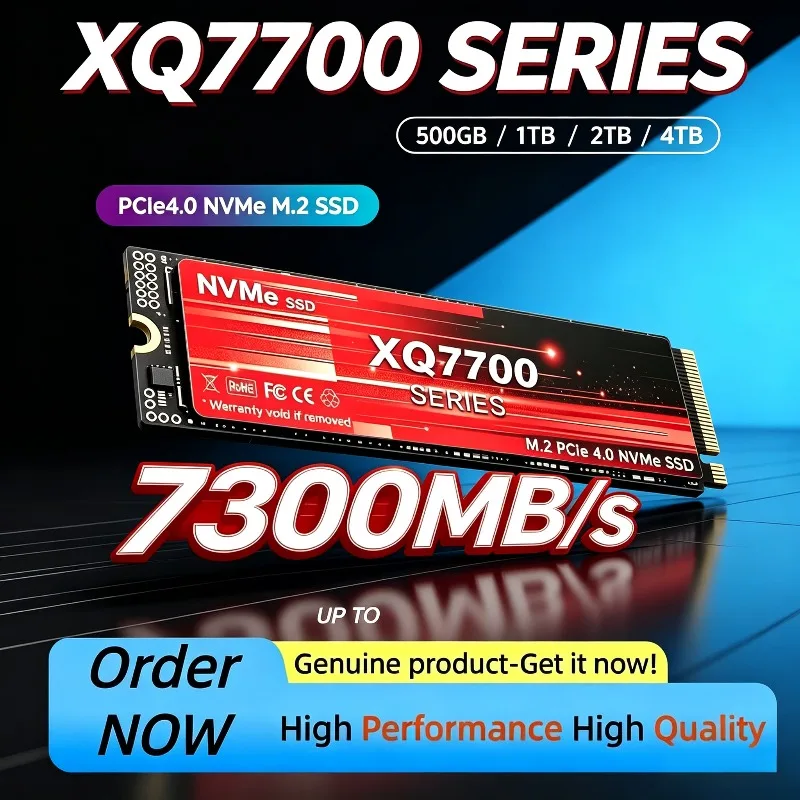 XQ7700 500GB-4TB NVMe M.2 PCIe4.0 SSD, up to 7300MB/s, Hard Drive Solid State Disk for Desktop PCs.