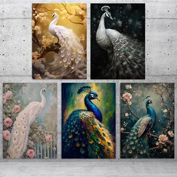 Peacock Wall Art Print Canvas Painting Boho Housewarming Gift Bird Print Animal Green Turquoise Blue Feathers Room Home Decor