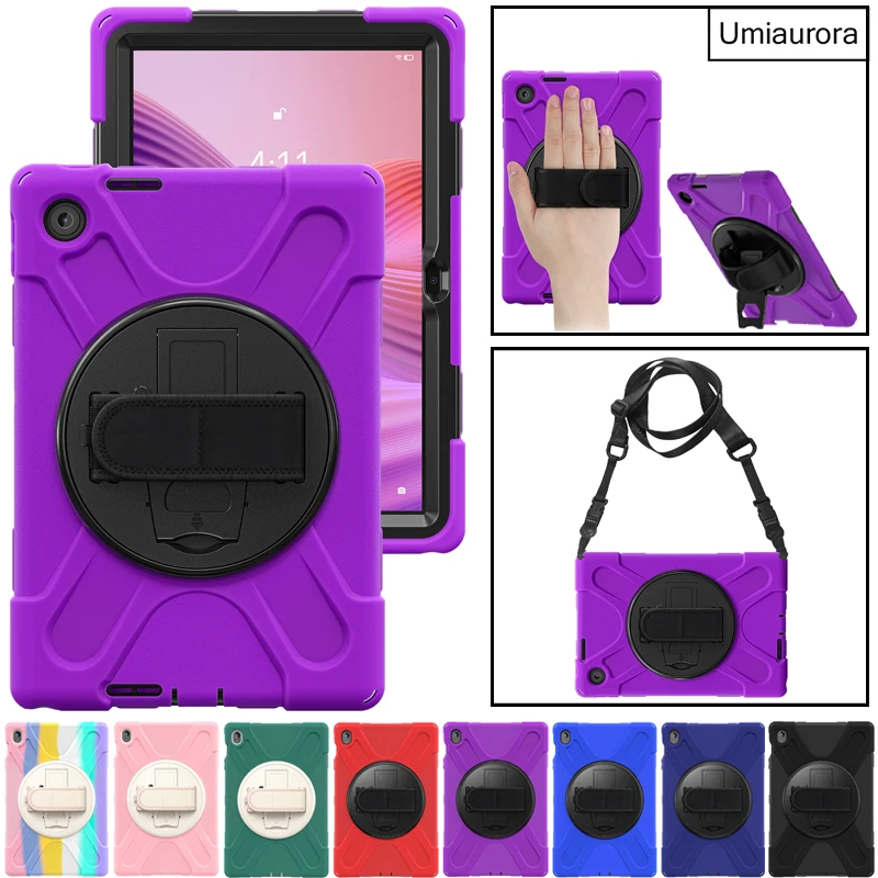 

For Lenovo Tab 10.1 inch 2025 TB311FU TB311XU Heavy Duty Rugged Stand Hand Shoulder Strap Tablet Case Shockproof PC Cover Funda