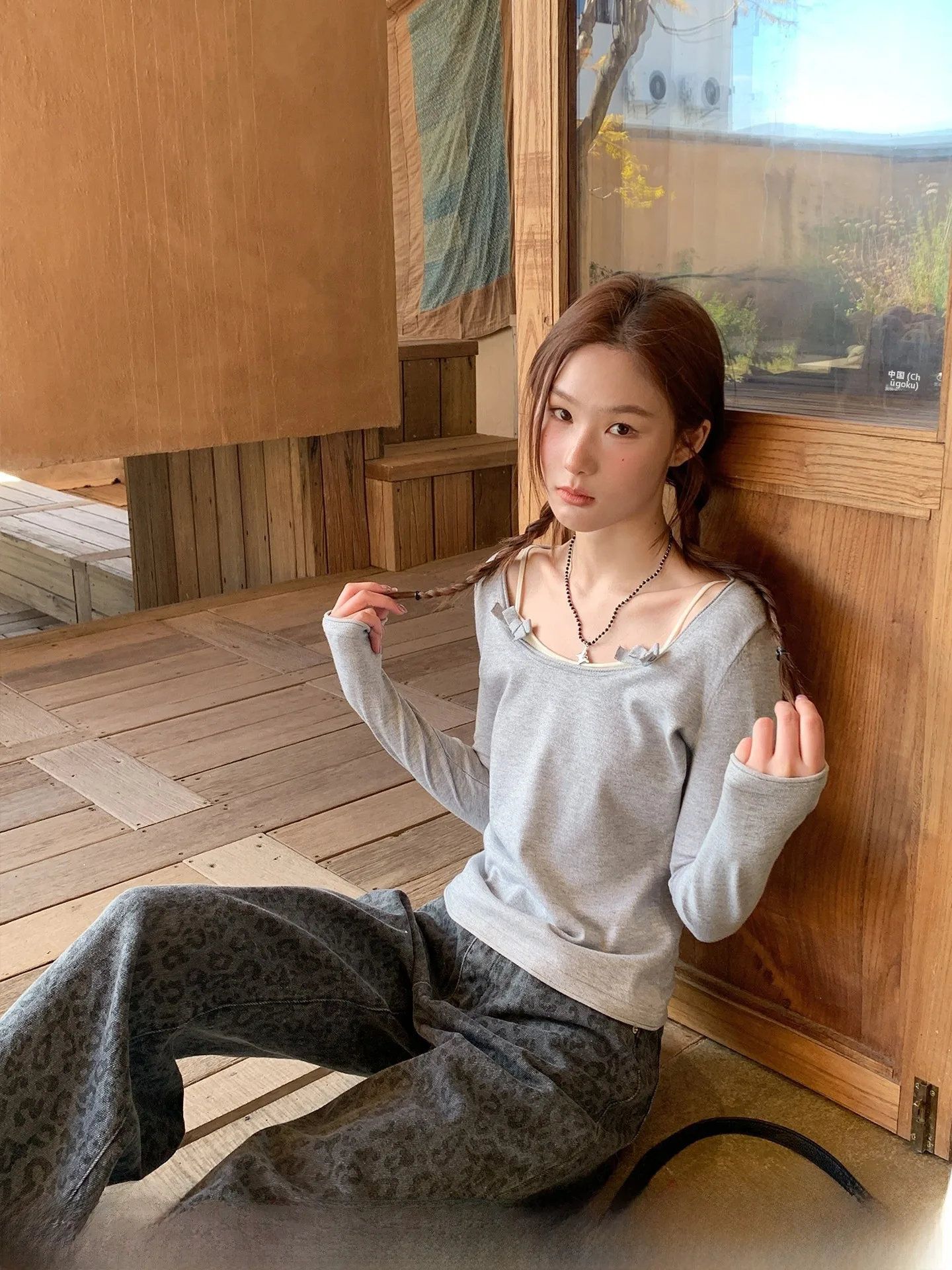 

Knot Layering Knitted Set Large U Ne French Sle Loose Fit Casual Polyester Acrylic Nylon Wool Blend Long Sve