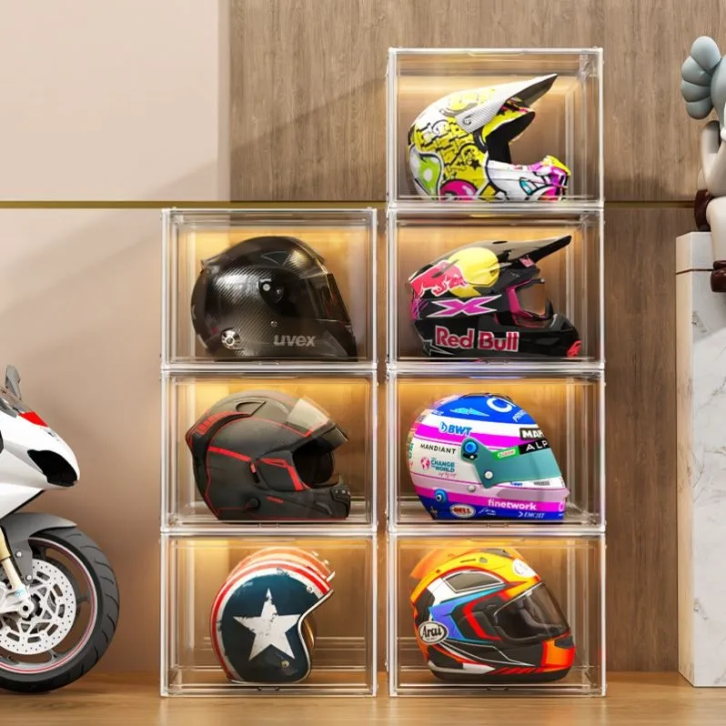 Motorcycle Helmet Display Case Home Use Hat Organizer Stand Plastic Frame Storage Cabinet for Motorcycle Equipment Arrangement