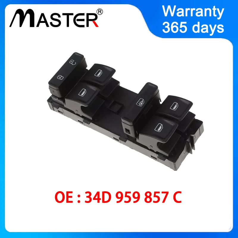 Master Window Electric Control Switch Button 34D959857C for VW Jetta Santana Rapid 34D 959 857 C 2013-2015