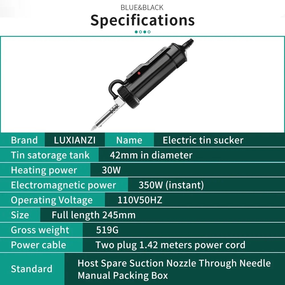 LUXIANZI 110V/220V Powerful Electric Desoldering Pump Desolder Gun Vacuum Removal Tool Weld Suction Tin Soldering Sucker Pen