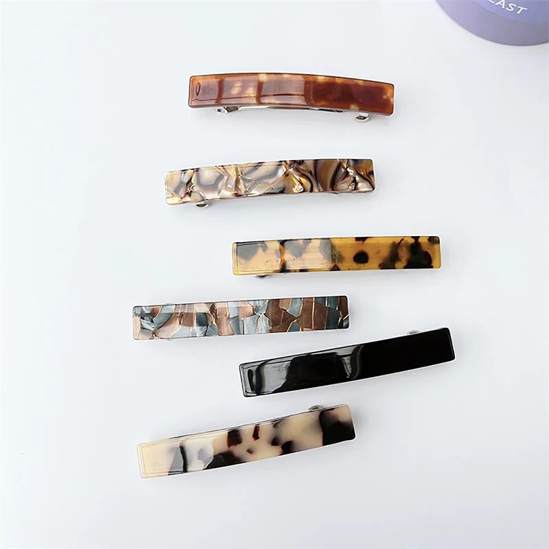 Elegant Leopard Hair Clips Acetate Vintage French Hairpin Colorful Geometric Marble Spring Clips Simple Fashion Hair Accessories