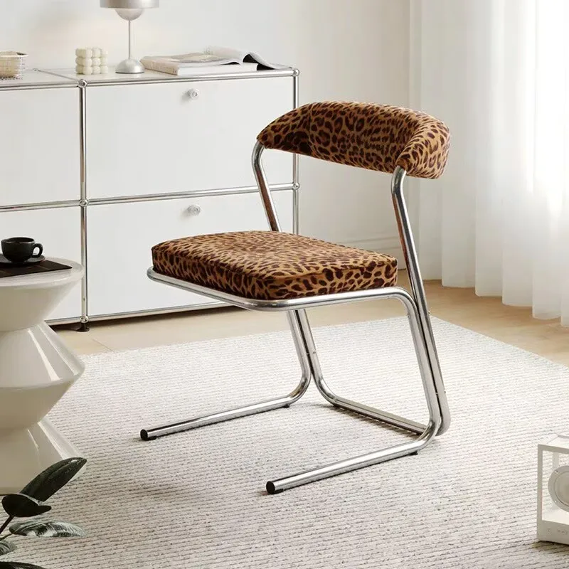 Silla con respaldo para sala de estar, silla de ocio, muebles de estilo nórdico, silla de comedor de acero inoxidable, silla relajante, silla de tocador