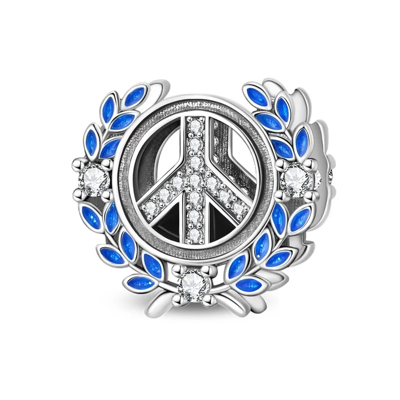 Neue 925 Sterling Silber Weltfriedens-Charms-Perlen für Frauen, passend für Original-Armbänder, DIY-Geburtstagsparty-Schmuckgeschenke.