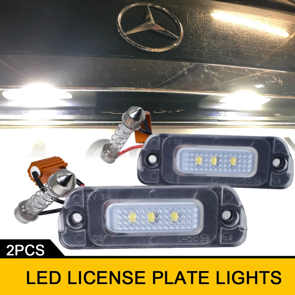 

1Pair 6000K White LED Rear License Plate Lights Free Error For Mercedes-Benz ML-Class W164 63 AMG X164 R-Class W251 V251