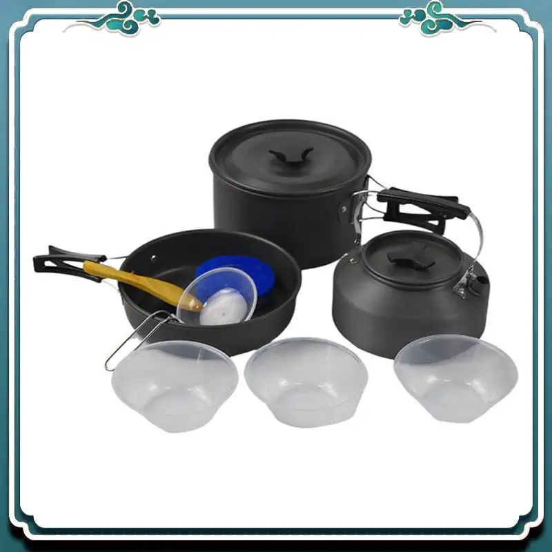 

Reliable Outdoor Aluminum Camping Cookware Mess Kit, Folding Camping Teapot And Pan For Camping, Backpacking, Picnic