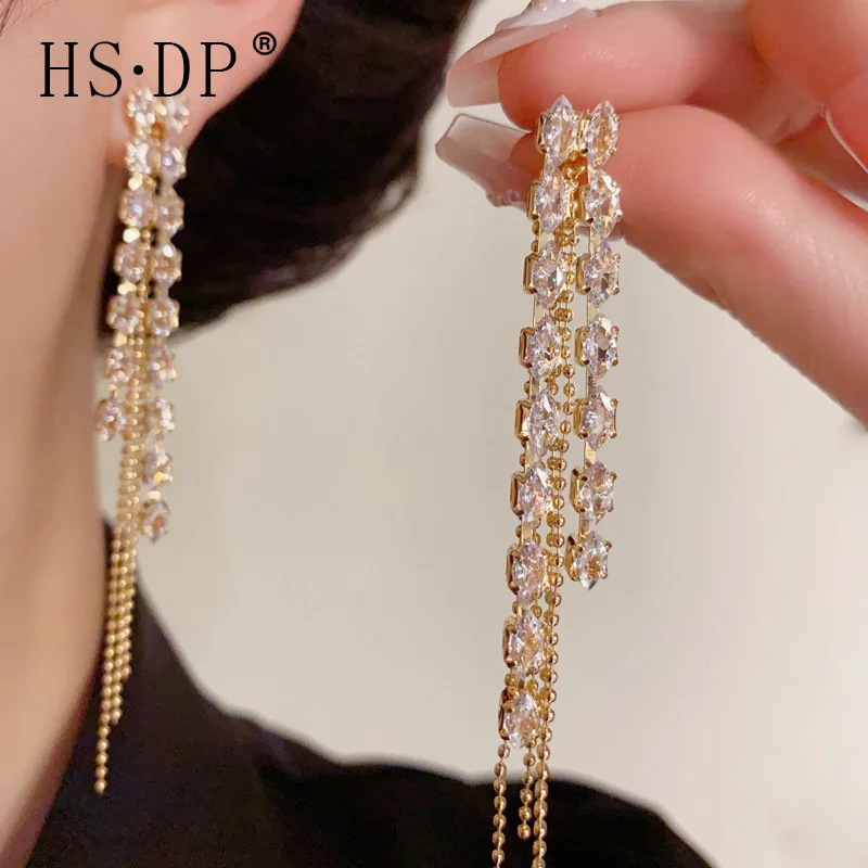 أقراط للسيدات قلادة للنساء نمط طويل أزياء OL الفرنسية الخفيفة الفاخرة الرجعية شرابة القرط #1