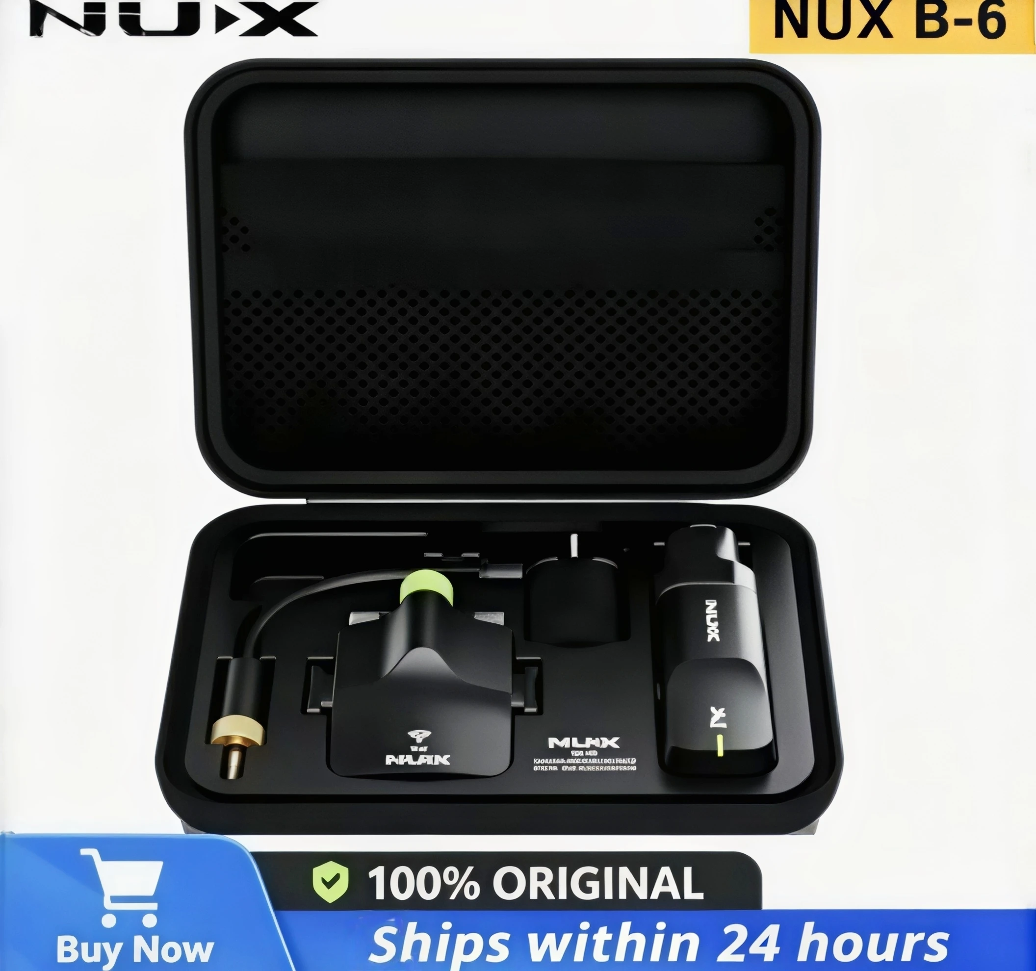NUX B6 Transmisor de micrófono inalámbrico Alta resolución 24 bits 44.1kHz Audio 2.4GHz Micrófono de saxofón inalámbrico