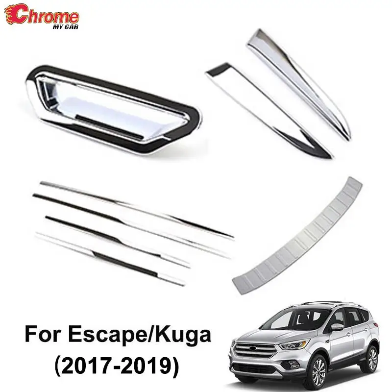 For Ford Escape Kuga 2017 2018 2019 Chrome Rear Window Spoiler Trunk Door Handle Cover Trim Body Molding Strip Bumper Protector