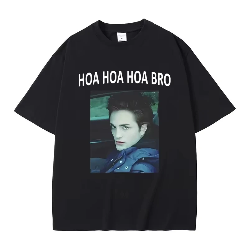 Camiseta de la serie de películas Crepúsculo Edward Cullen Hoa Hoa Bro, camiseta divertida de Robert Pattinson, camiseta informal de gran tamaño para hombre