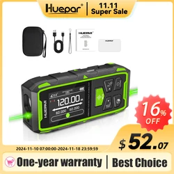 Huepar Dual Laser Rangefinder Green Beam Laser Meter 120M/200M Multiple Unit Measurement Tool With Backlit LCD display & USB