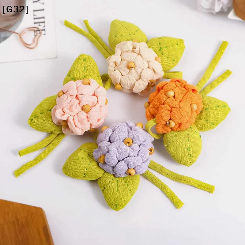 Cotton And Linen Hydrangea Brooch Fabric Three-dimensional Flower Brooch Cute Diy Handcrafted Accessory[G32]
