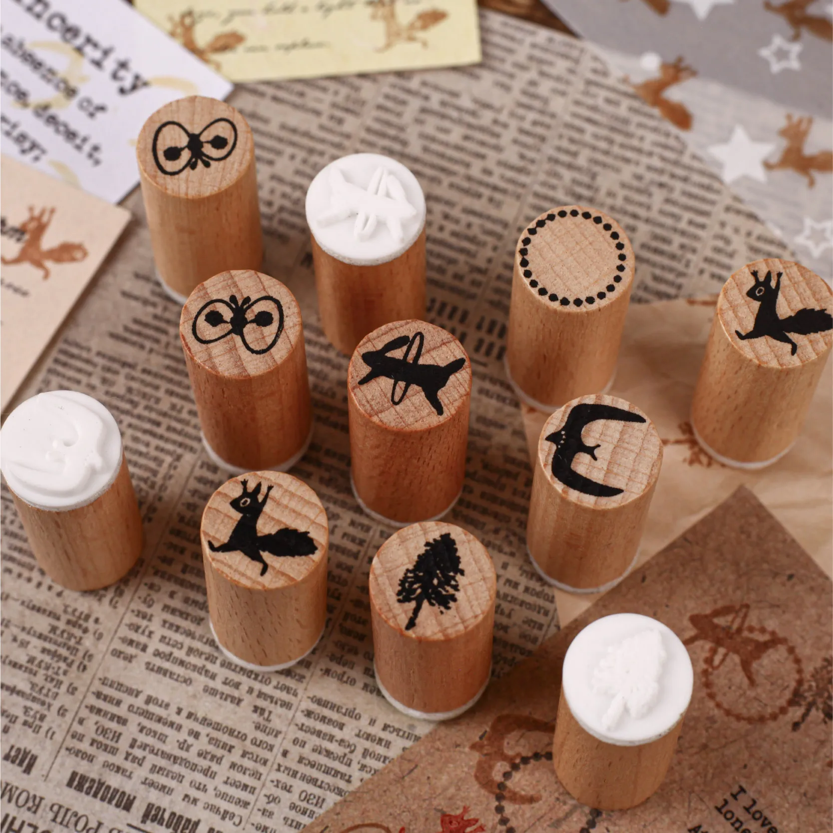 JIANQI Forest Rubbing Wooden Rubber Stamps Sets Diy Rubber Stamp For Card Making Scrapbooking supplies