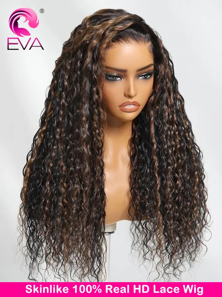 

Highlights Brown Water Wave Glueless Human Hair Wig 250% Density 13x6 HD Lace Frontal Wig 5x5 6x6 HD Closure Wigs 13x4 Lace Wigs