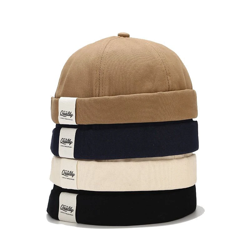 Bocca-Casquette docker sans visière pour homme, bonnets sans visière, style breton, solide, réglable, hip hop, transporteurs ble, été