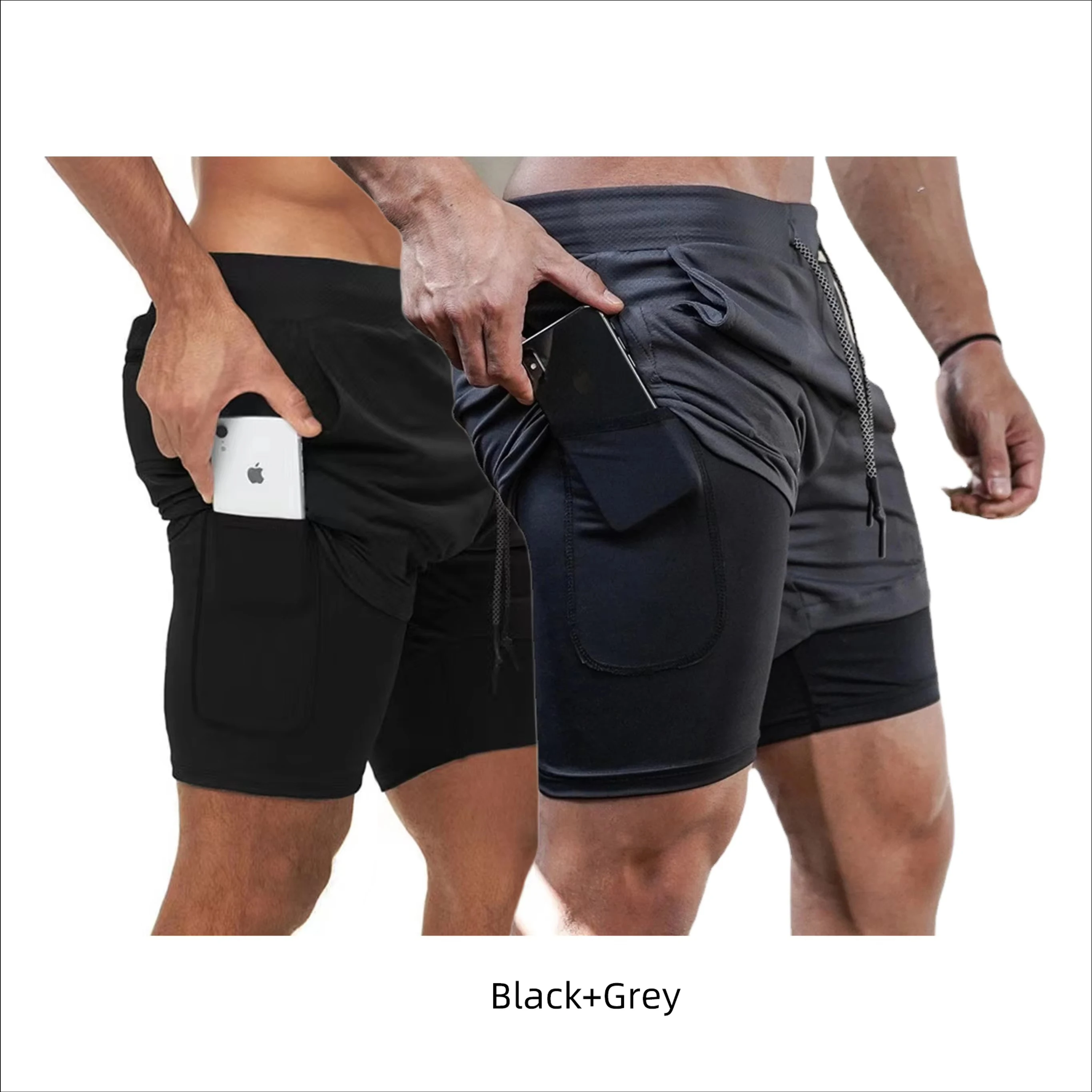 

Men Running Shorts 2 Pcs Sportswear 2 In 1 Double Deck Quick Dry Gym Sportswear Workout Hot Pants Male Training Fitness Shorts