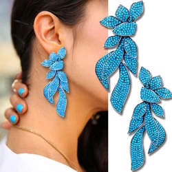 Missvikki Korea Trendy Blue Stone Pendant Earring For Women Accessories Full Cubic Zircon Earrings pendientes mujer moda Gift