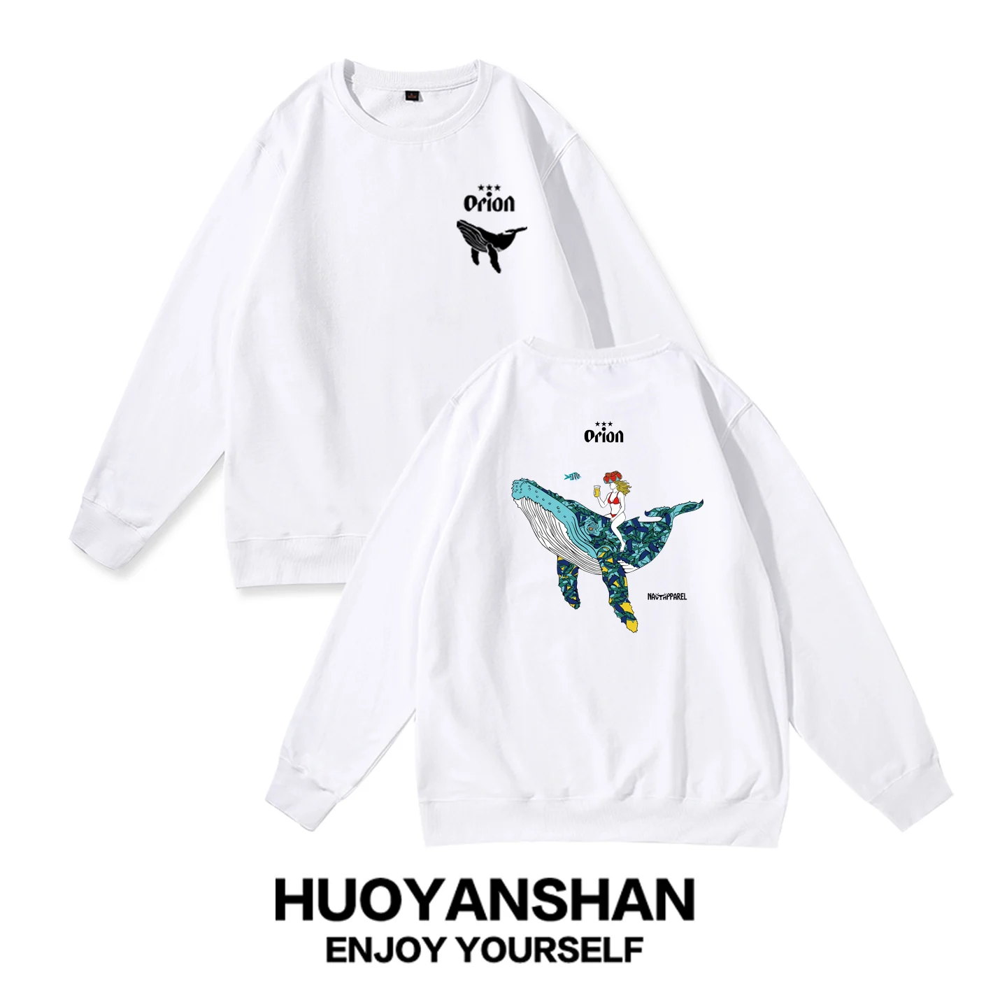 

Orion We Watching Crew Ne Sweatirt ex Autumn Winter Fce Long Sve Loose Top for Couples Comfortable Polyester