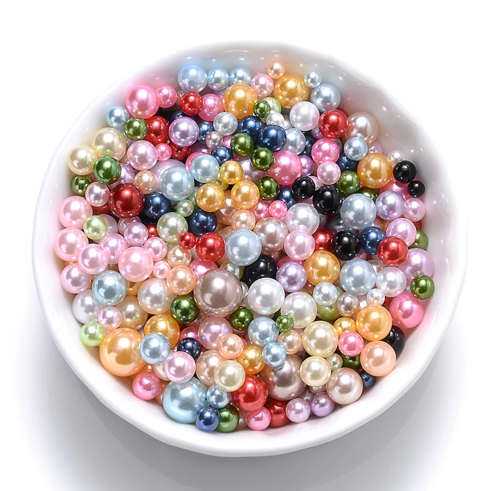 iYOE 1.5-5mm 12g Mix Size ABS Imitation Pearl Beads Acrylic Macaroon Round Beads For DIY Craft Home Decor (no hole)