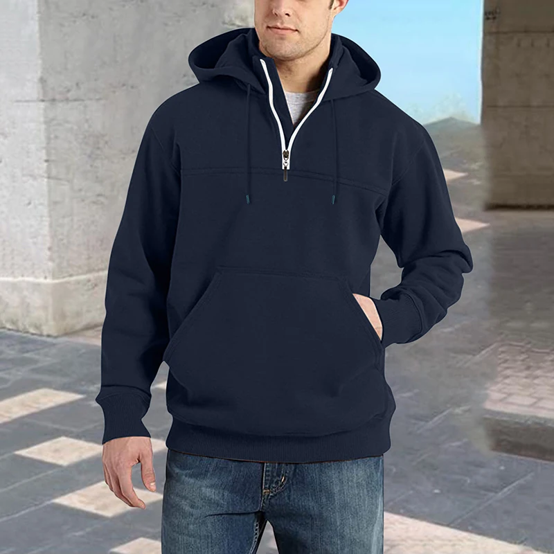 Outdoor Casual Men Hoodies Spring Retro Solid Color Men's Hooded Sweatshirts Zipper Drawstring Long Sleeve Pullover Clothes Tops