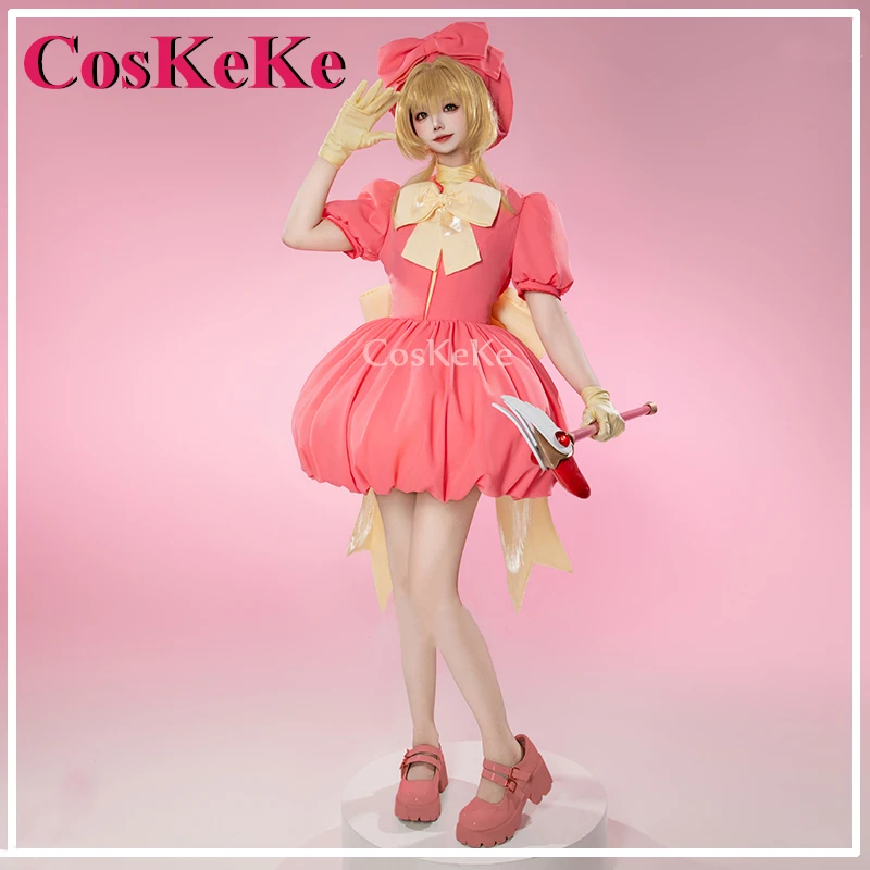 CosKeKe Kinomoto Sakura Cosplay Anime Cardcaptor Sakura Costume Magic Card Sweet Bud Skirt Halloween Party Role Play Clothing