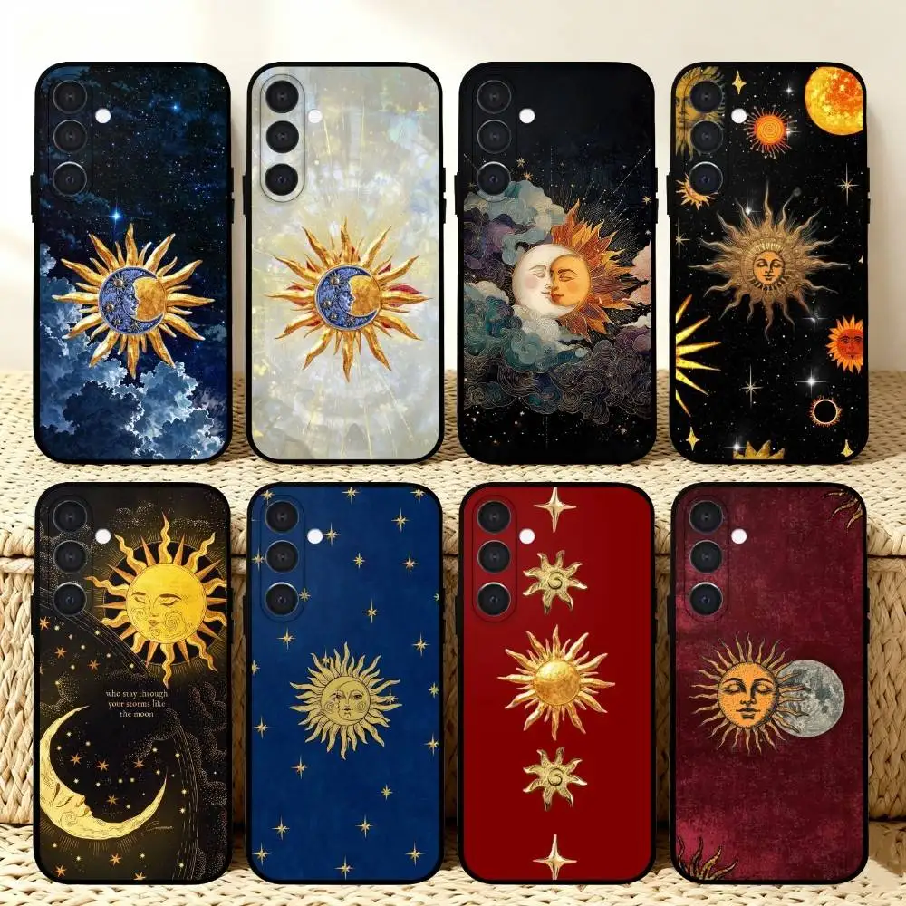 

S-Sun And Moon A-Abstract P-Painting Phone Case For Samsung A73,72,71,53,52,51,22,91,80, Soft Black Cover