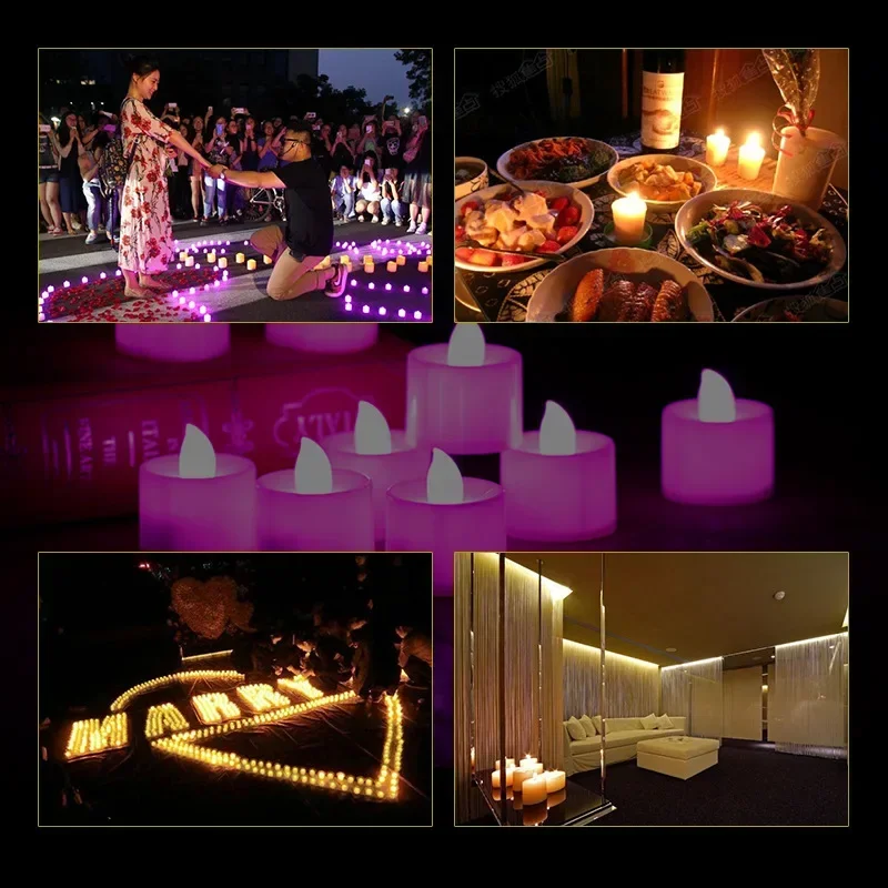 12/24/48 Pieces Flameless LED Tealight Candle Tea Light Wedding Lights Romantic Candle Lights Birthday Party Wedding Home Decor