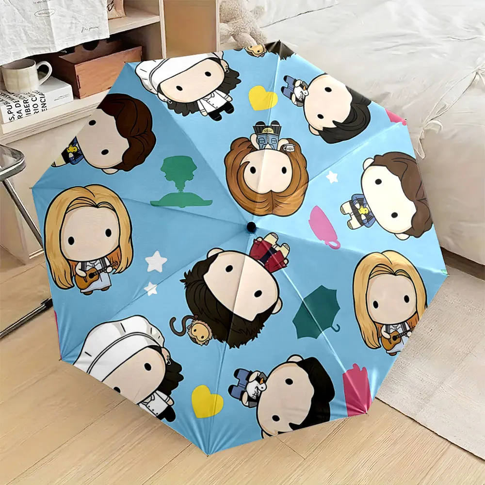 1PC Charming Cartoon Character Umbrella Design Print 8 Iron Ribs Folding Umbrella Auto-Open Fashion Sunshade