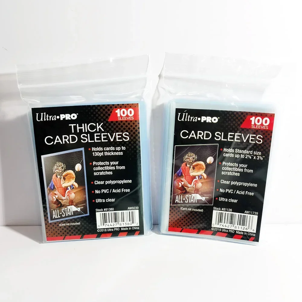 100 Pcs Ultra Pro 35/130PT Thick Soft Gaming Generic Trading Card Penny Clear Sleeves for Standard Size TCG/PKM Clear Card Cover