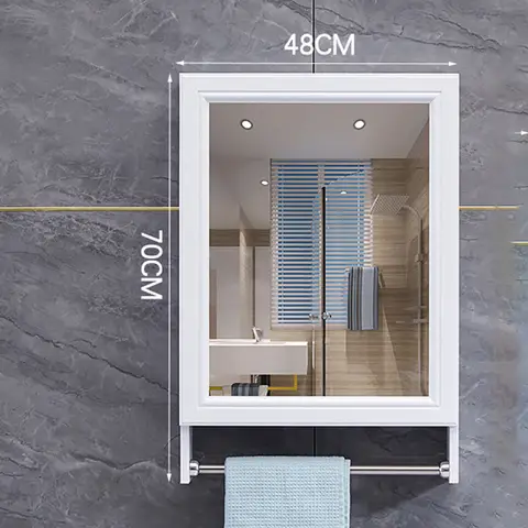 모던 미니멀리즘 욕실 거울 캐비닛, 벽걸이, 보관 랙 포함, 다기능 메이크업 거울